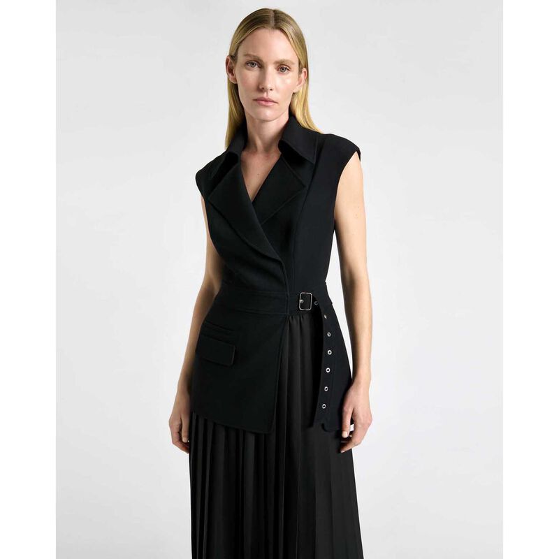 Cue Recycled Crepe Pleated Midi Trench Dress image number 3